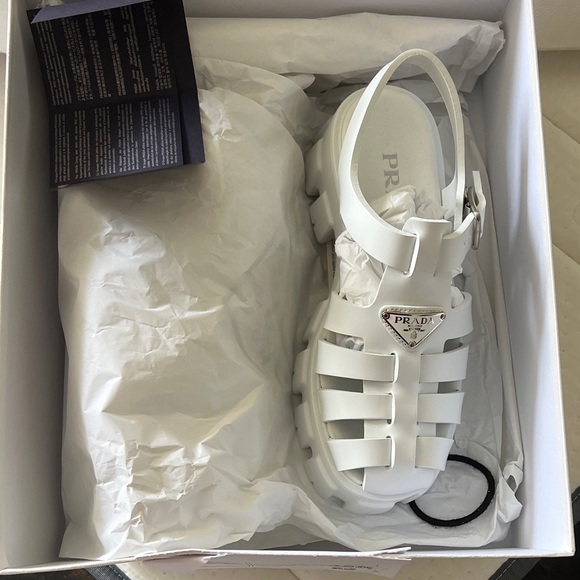 Prada White Leather Sandals - Picture 2 of 3
